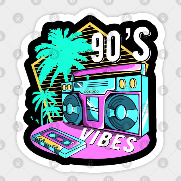 90s Vibes Outfit Retro Aesthetic 1990s Costume Retro Party Sticker by MerchBeastStudio